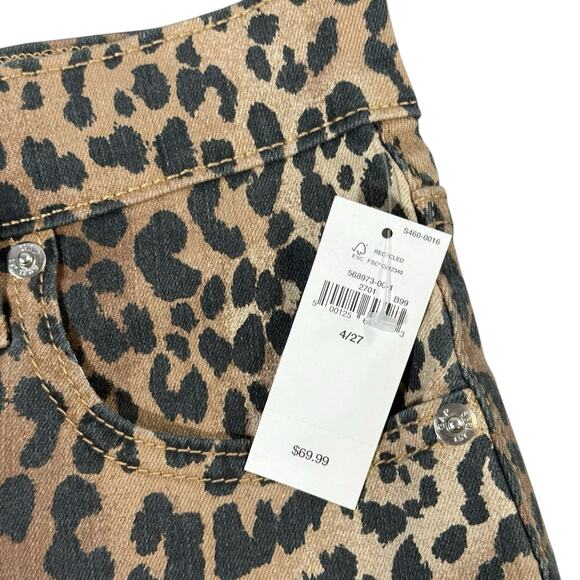 Gap Women's Mid Rise Denim Leopard Mini Skirt Size 4 - Picture 5 of 7